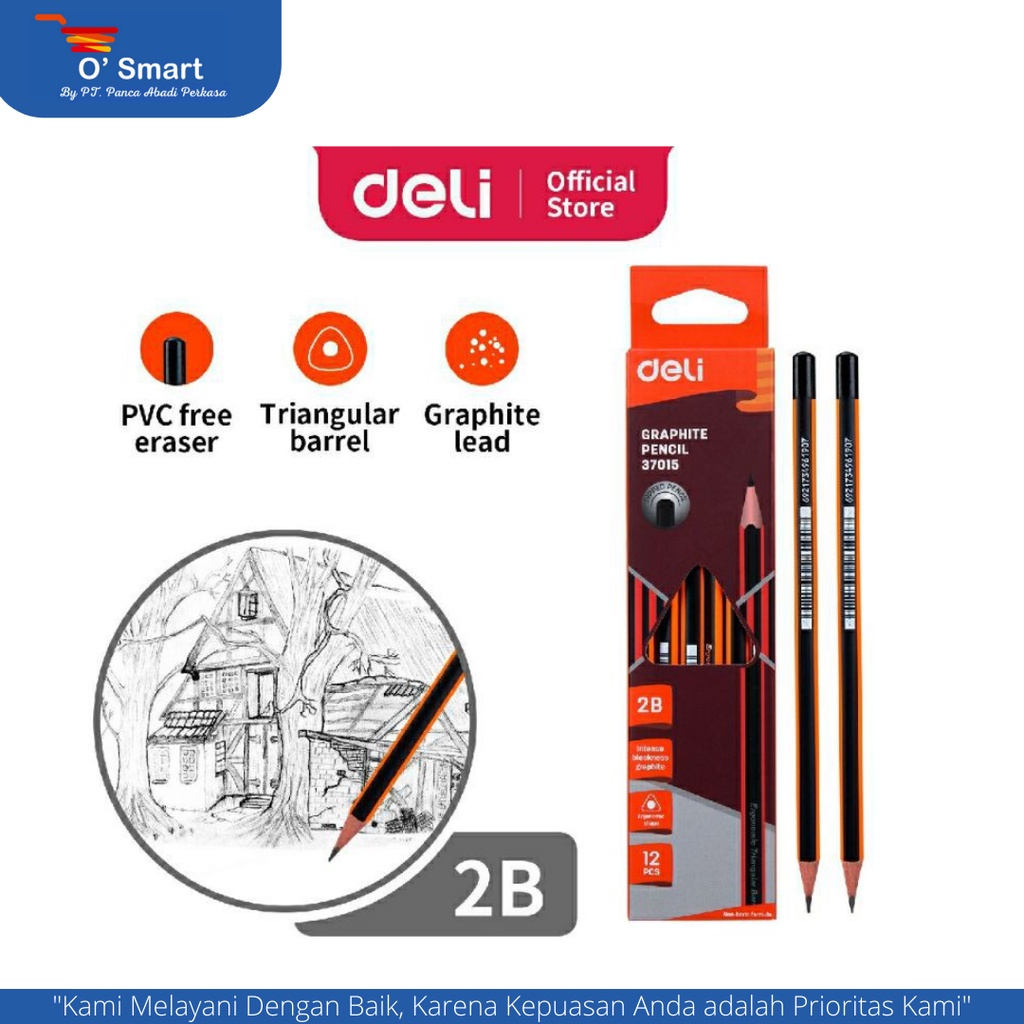 

DELI Pensil 2B Graphite E37015 (1 KOTAK 12 Pcs)