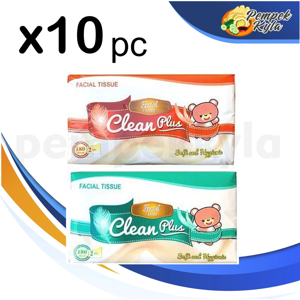 Paket 10 pcs Tissu Clean Plus 180 Sheets