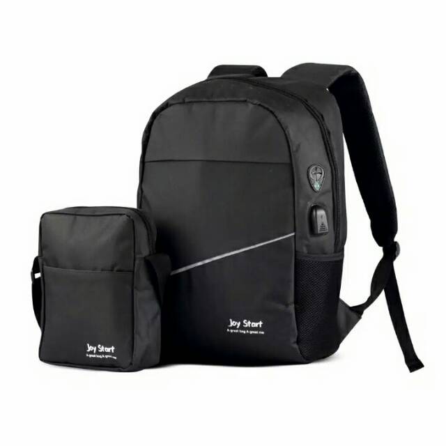 Ransel FREE Tas Selempang / Slempang Joy Start Anti Air & USB Charger