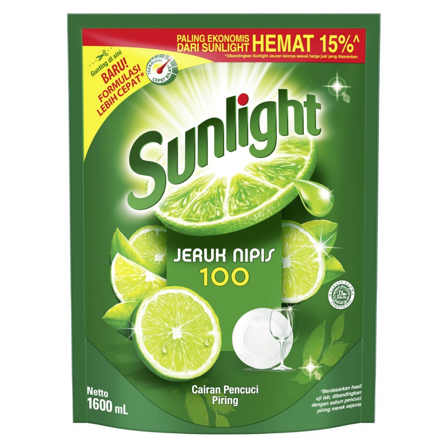 SABUN CUCI PIRING CAIR SUNLIGHT LIME JERUK NIPIS 1500ML POUCH NEW