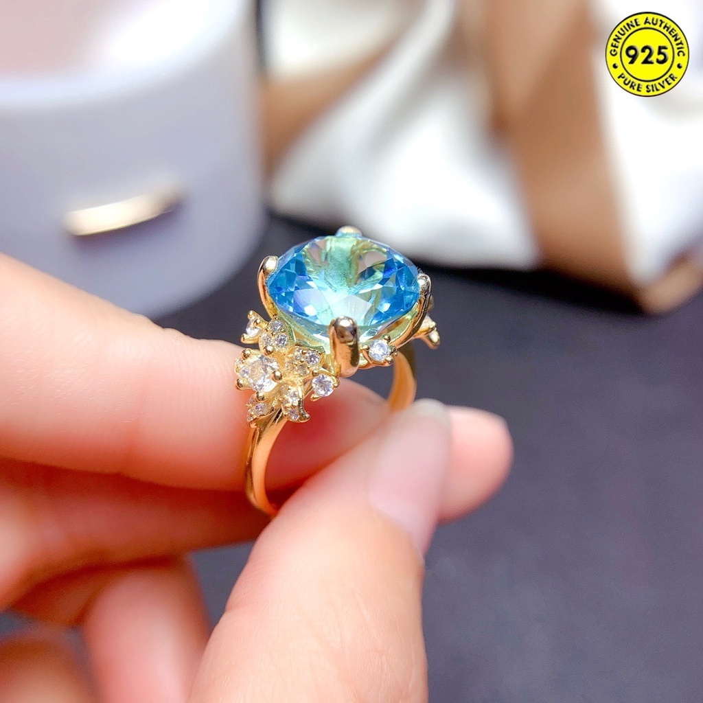 Cincin Batu Permata Sapphire Biru Langit Model Terbuka