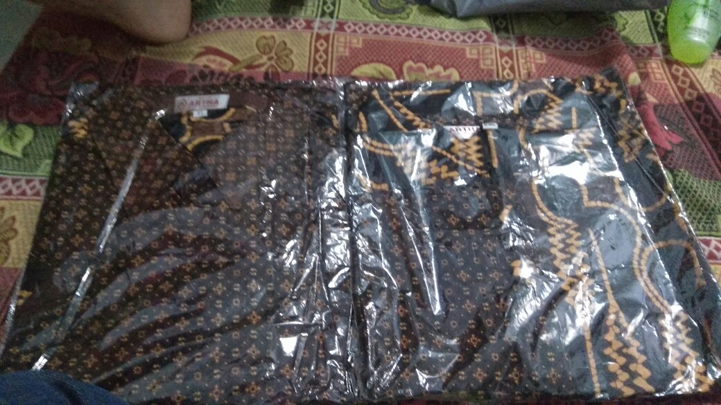 Couple Tunik Mataram Parang Black Jumbo Sarimbit Batik Solo Kantor