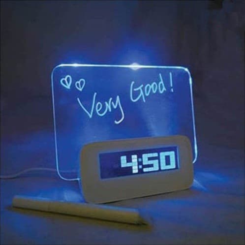 Jam LCD Display Alarm Clock with Memo Board Dekorasi Meja Belajar Hias Digital