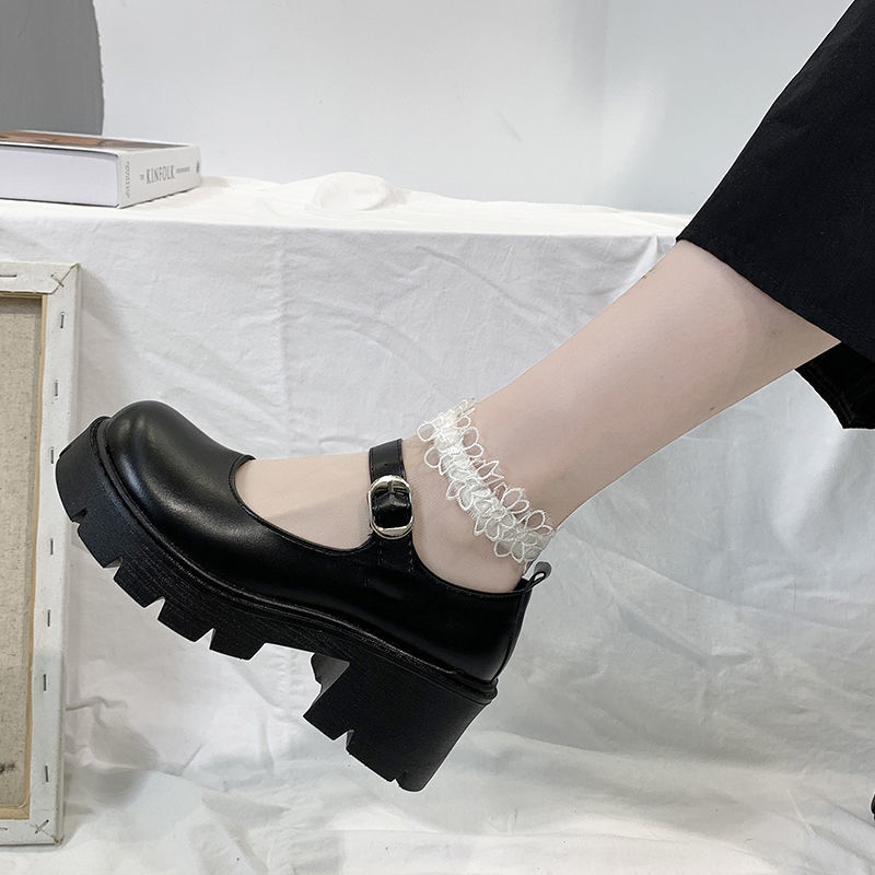 Sepatu Merah Jepang Mary Jane sepatu muffin wanita tebal soled musim semi 2021 dan musim panas tumit