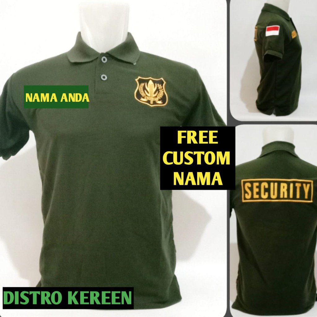 Jual Baju Kaos Pendek Polo Army Security Logo Kuning FREE Custom Nama ...