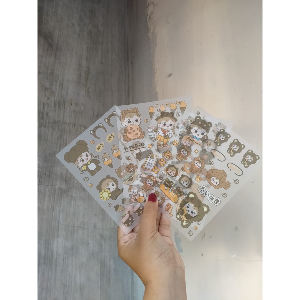 

[Canaya] Sticker Sheet Brown Bear Dessert Series|| Sticker PET glitter kisscut || bujo || Deco || Aesthetic || Journal || Dekorasi