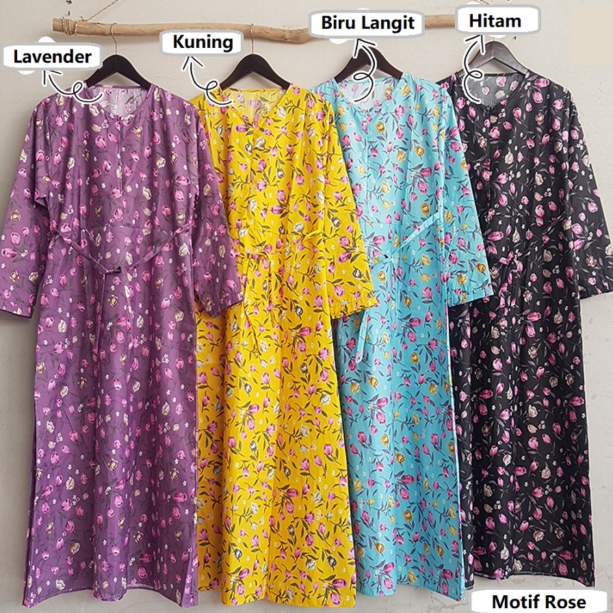 (1KG = 6PCS) GAMIS KATUN MOTIF MONALISA SUNRISE ZEFANYA JUMBO /gamis katun jepang murah Size XL-JUMB