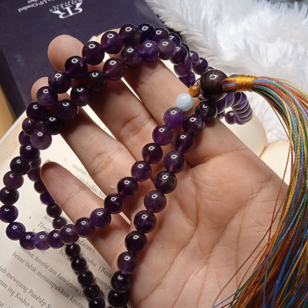 Tasbih Muslim 99 Original Premiun Handmade Batu Kecubung Amethyst Grade A