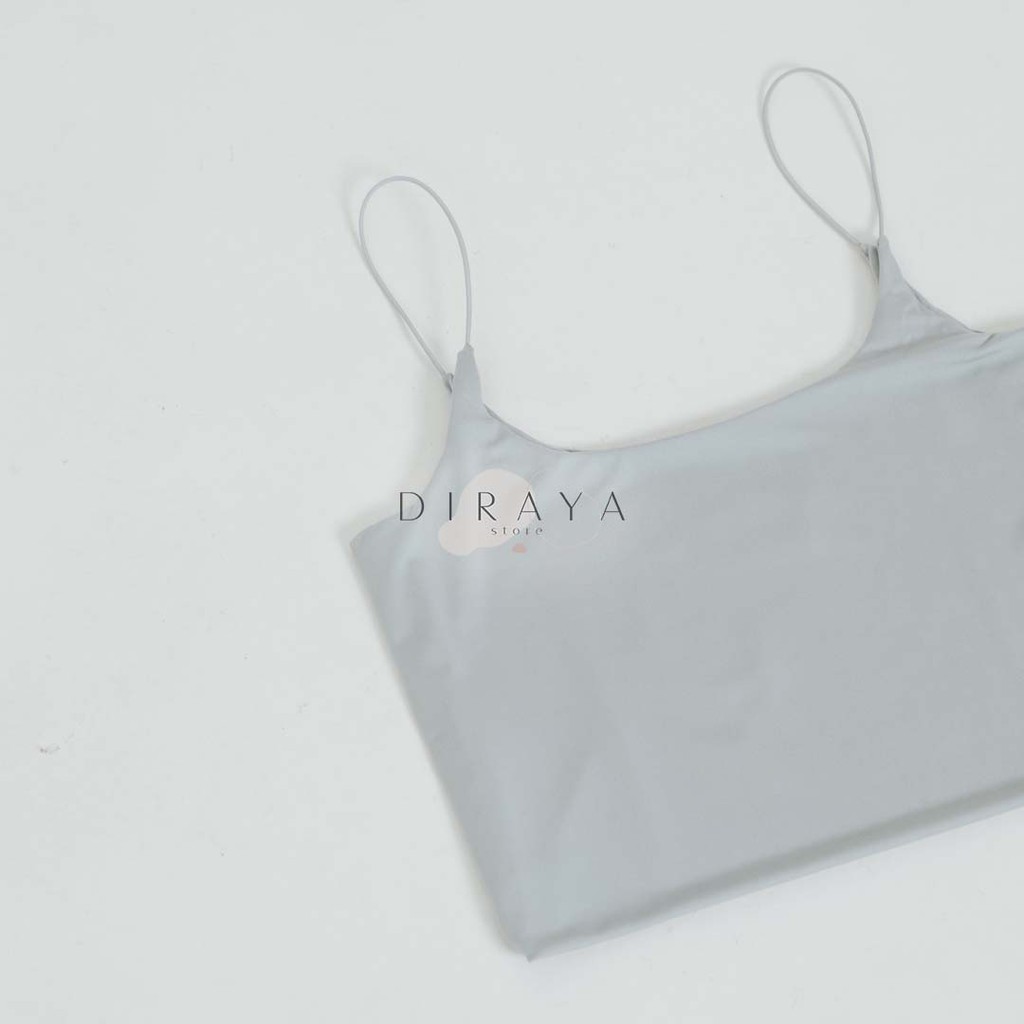 Diraya Tank Top Crop Top U Neck Tali Kecil-Abu