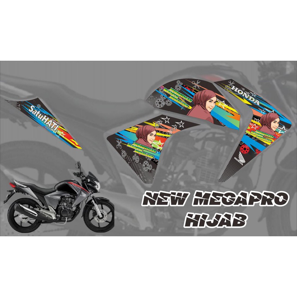 Stiker motor Megapro New monoshock Hijab