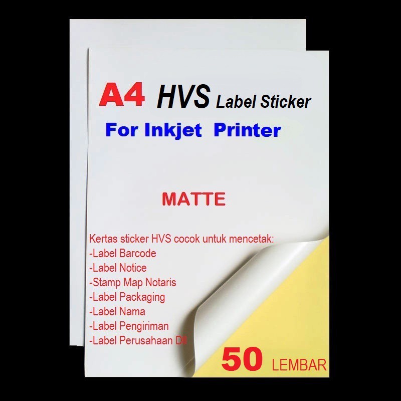 

A4 Kertas Sticker Stiker HVS 50 pcs