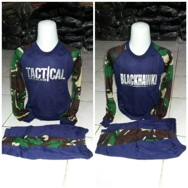 kaos stelan anak loreng kombinasi biru dongker - kaos army anak - kaos tactical/blackhawk anak