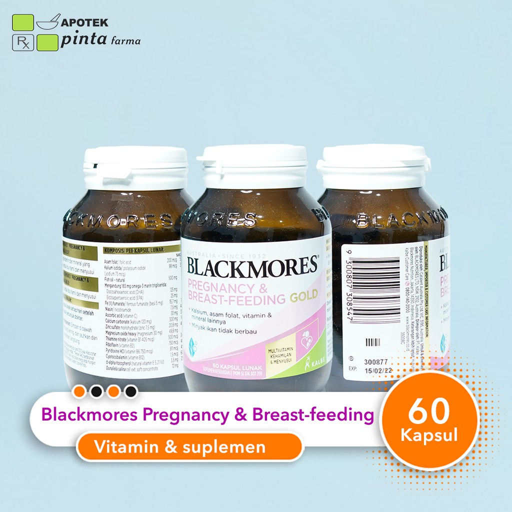 Blackmores Pregnancy & Breast Feeding Gold 60 Kapsul / Blackmores Kalsium, Asam Folat, Vitamin & Min