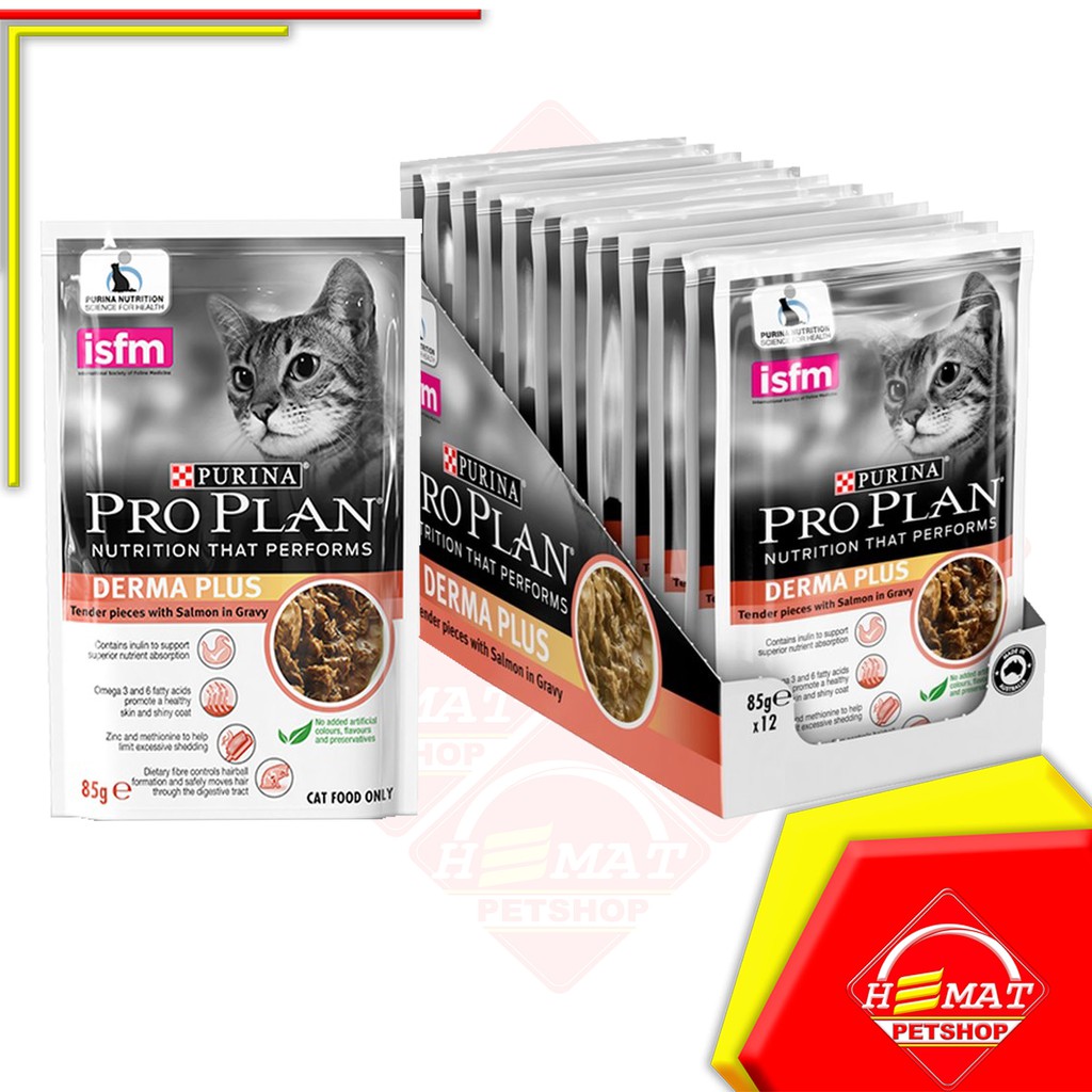 Makanan Kucing Basah Pro Plan Derma Plus 85 Gram wet food Sachet  Pouch 85gr