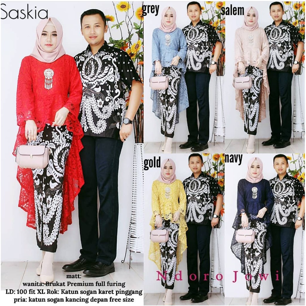 CUCI GUDANG - COUPLE SASKIA PINGUIN BARINA BROKAT | COUPLE BATIK SET ANDARA PINGUIN BARINA GURITA BROKAT MODERN CEWEK LENGAN PANJANG | BAJU SARIMBIT PASANGAN PRIA WANITA ADA JUMBO