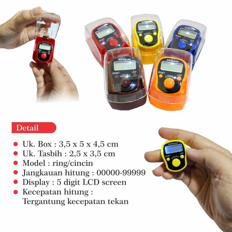 TASBIH DIGITAL LED PAKAI BOX / TASBIH DIGITAL LED + JAM / FINGER COUNTER LED/ TASBIH DIGITAL MURAH