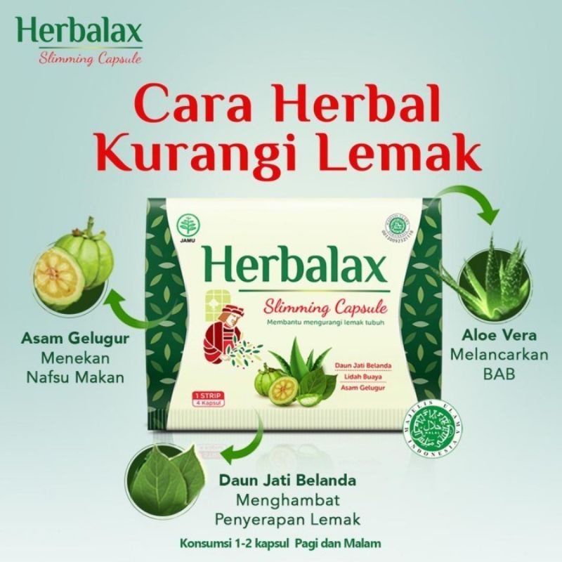HERBALAX Slimming Capsule obat diet pelangsing herbal aman strip 4 kapsul KJP