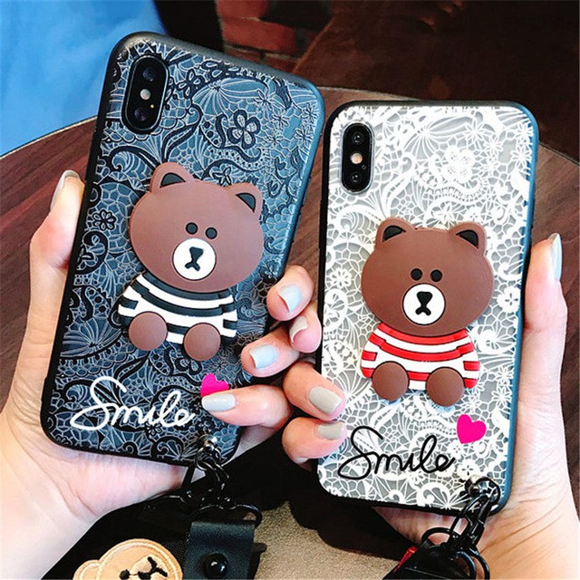 Lucu Case Hp Xiaomi Redmi Note 8 8a 3 4 4a 4x 5a 5 Plus 6 Pro 6a S2 Pocophone F1 Bear Lace Casing