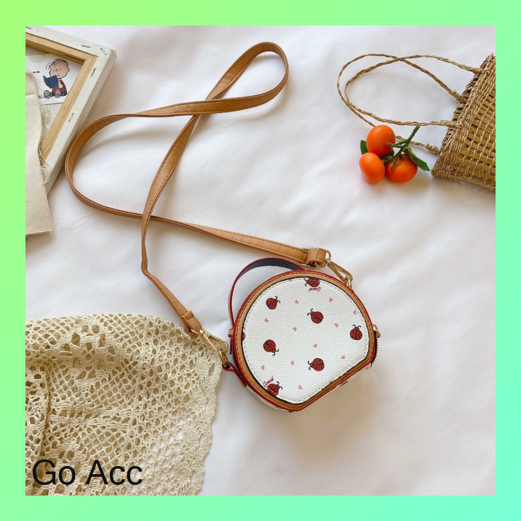 FT15 Coach Tas Selempang Anak kecil bahan Kulit slingbag Leher samping multifungsi High quality leather gambar micky semangka summer strawberry lady bug hundle