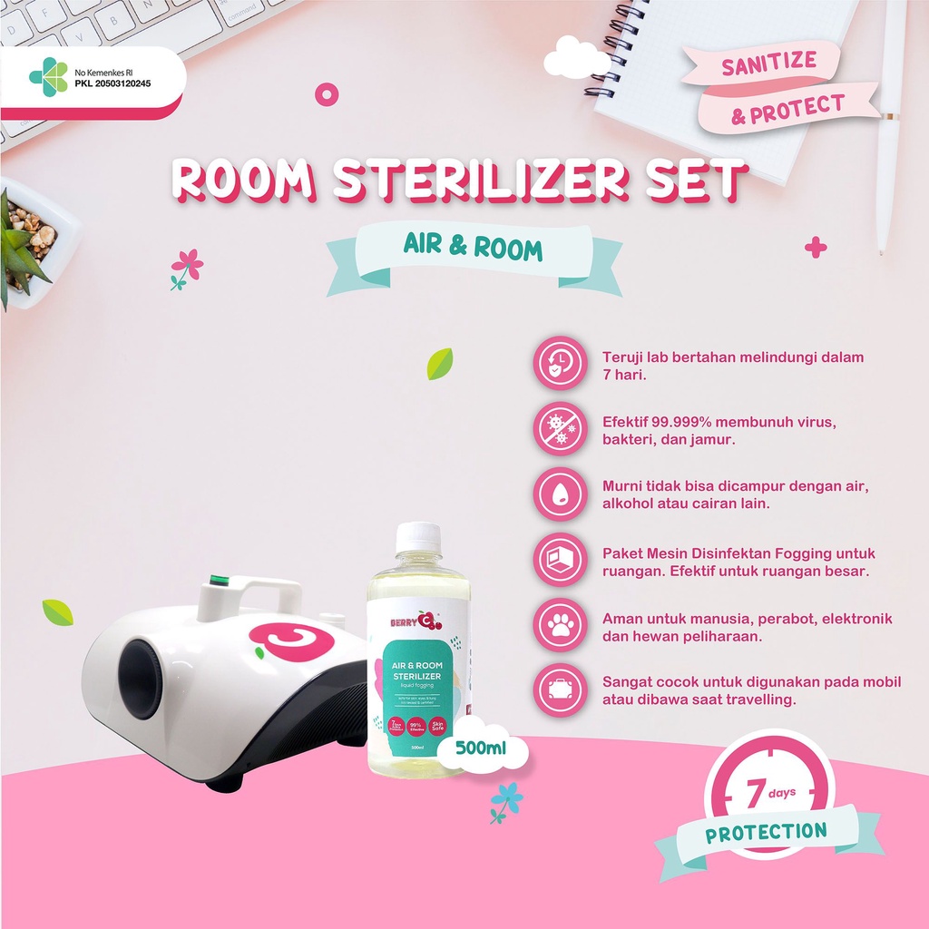 Mesin Fogging Berry C + Cairan Fog Room &amp; Air Sterilizer BerryC 500ML / 300ML Cairan Fogging Berry C Mosquito Repellent