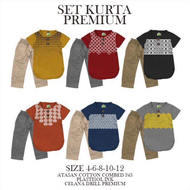 Pineapple Setelan Kurta Chino Setelan Anak Laki Laki Usia 4  Sd 12 Tahun -KBS