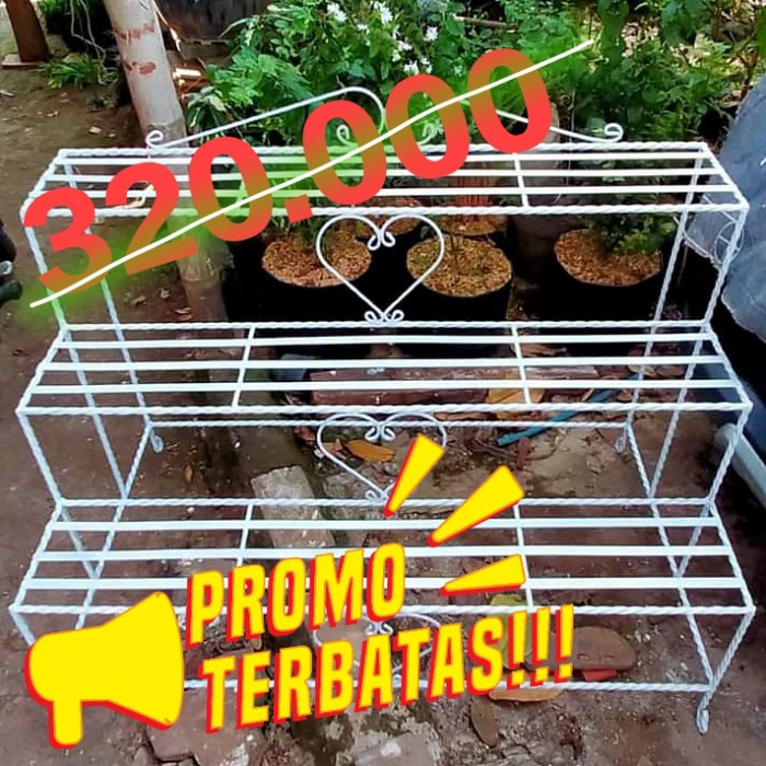 Rak Tanaman - Rak Pot Besi Susun 3 Tanaman Panjang 100Cm