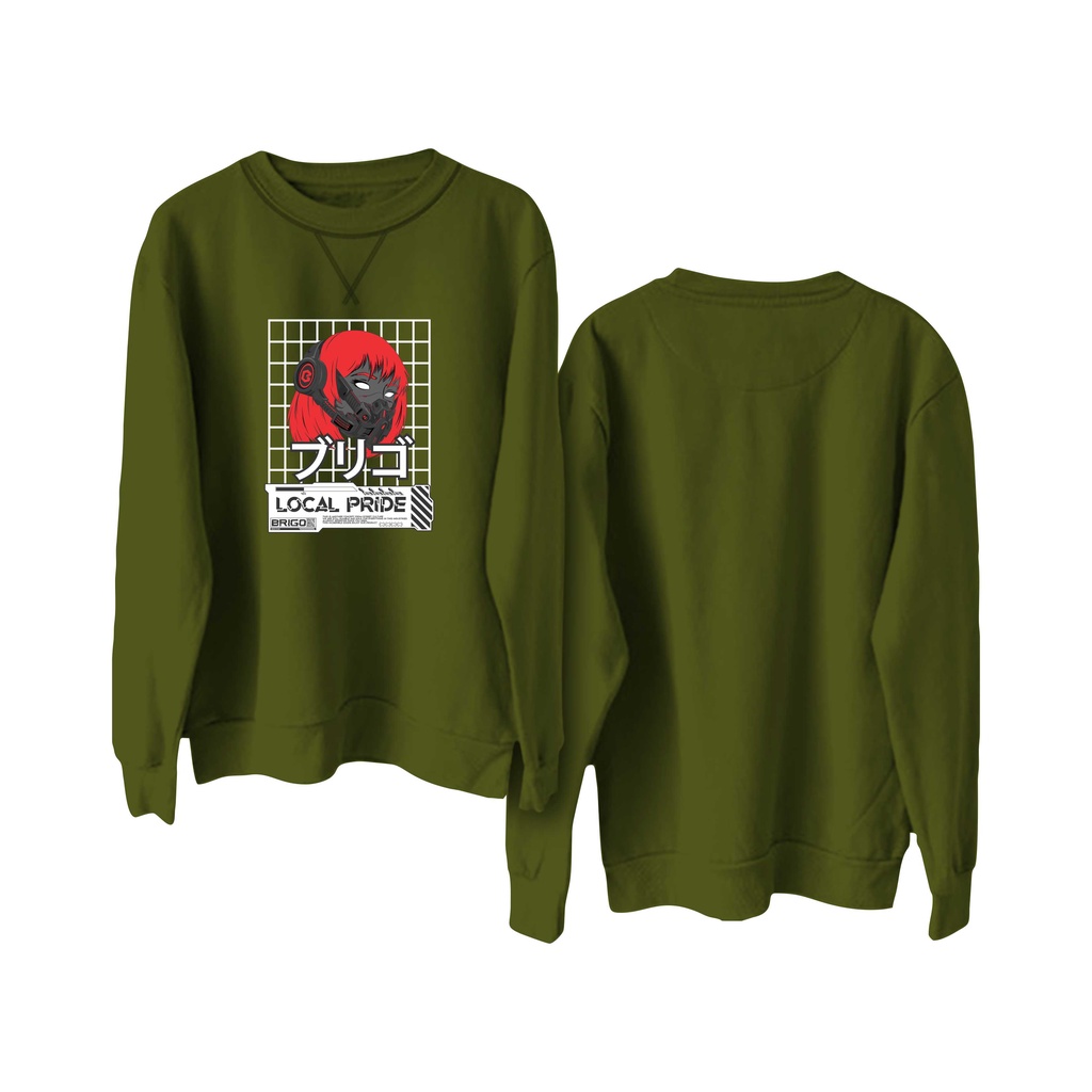 BRIGO Basic Sweatshirt  CYBERPUNK II Sweater Crewneck BRIGO CYBERPUNK Sablon DTF Fleece Cotton M-XXL (Pria &amp; Wanita) Free stiker&amp;Gantungan Kunci