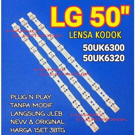 LAMPU BL BACKLIGHT LED TV LG 50 IN 50UK6300 50UK6320 8LED 6V MATA KODOK BESAR