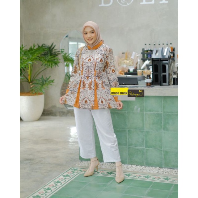 TERBARU Atasan Batik Wanita Kantor Modern Lengan Panjang Motif Terlaris Katun M L XL XXL XXXL