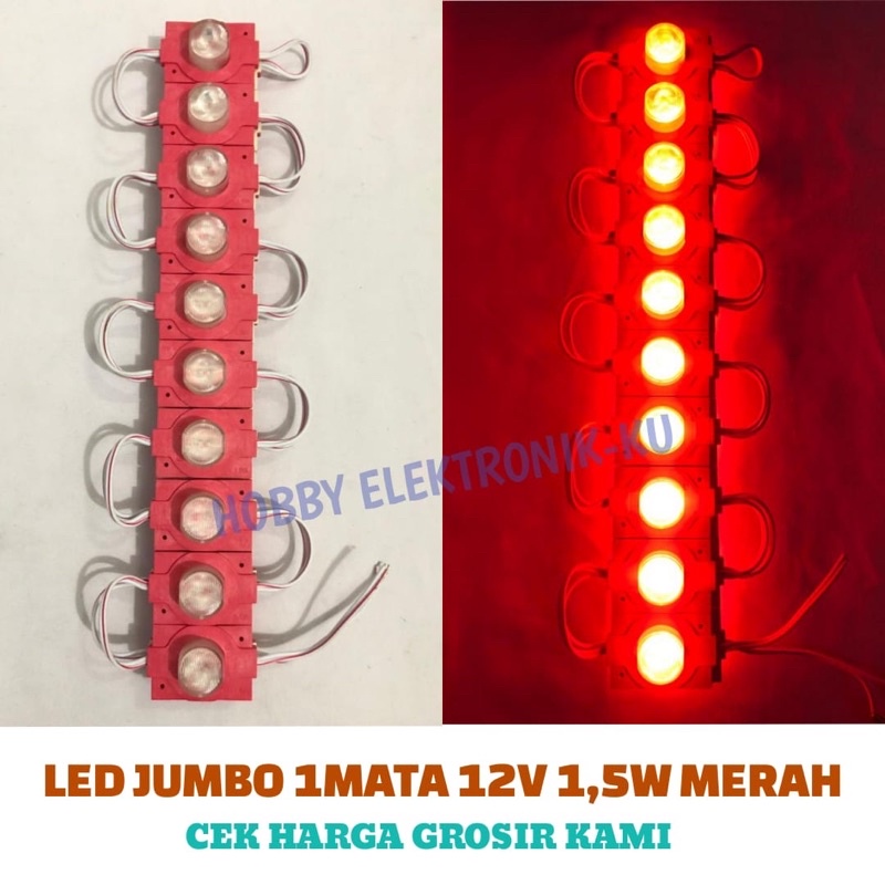 LAMPU LED JUMBO 1MATA 12V 1,5W MERAH (PEMBELIAN MINIMAL 10PCS)