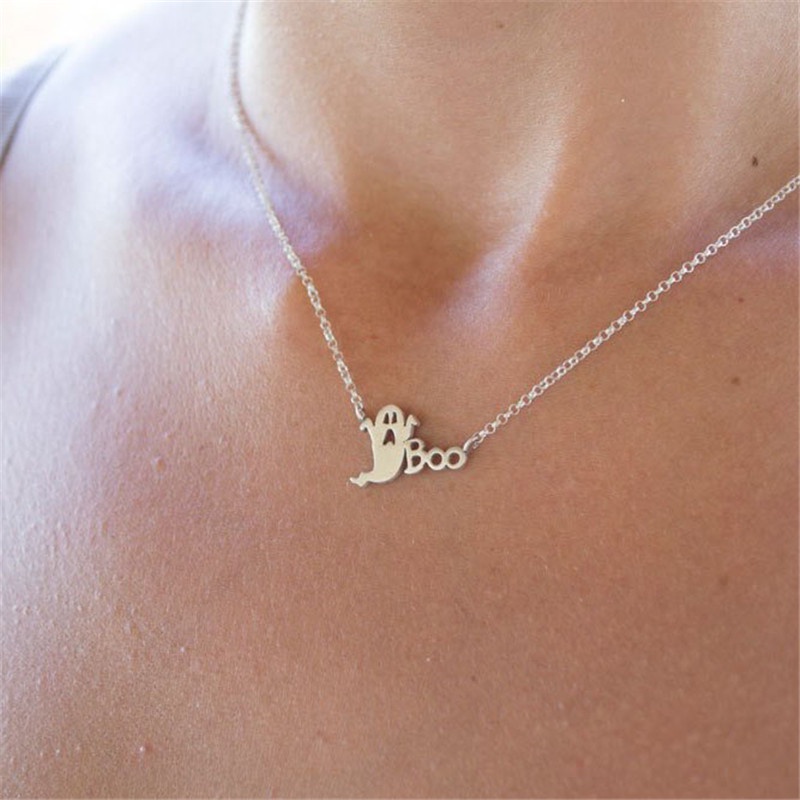 [Ready Stock]Cute Fashion Silver Plated Halloween Pendant Necklace