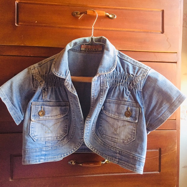 Second still good crop jeans jaket denim atasan wanita remaja