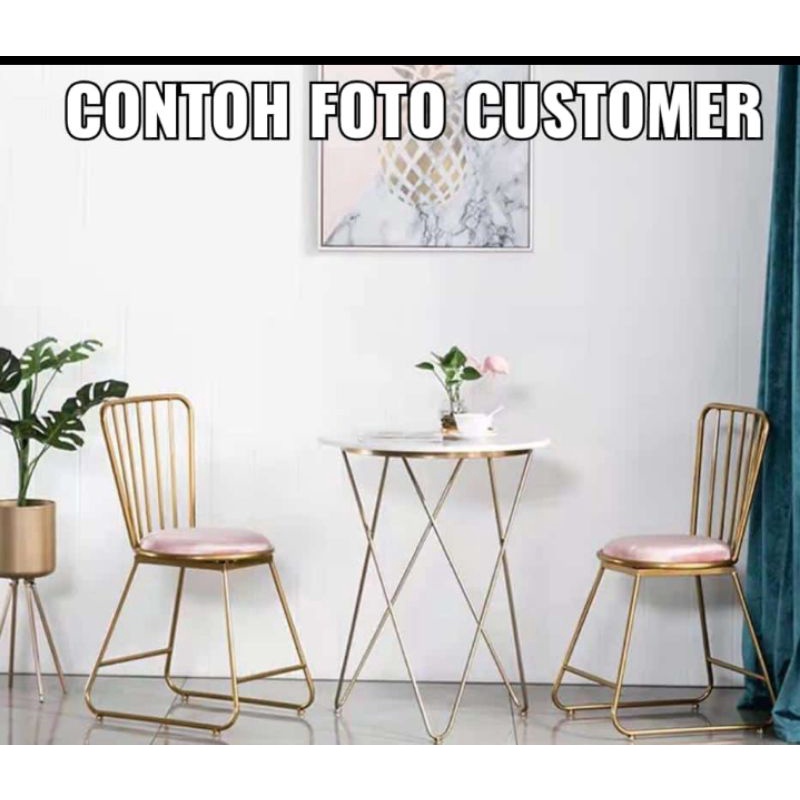 kursi tamu teras taman outdoor unik custom gold abu pink industri industrial shabby besi cafe resto 