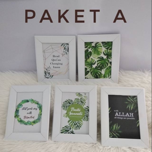 Paket Pajangan Islami isi 5, poster islami, monstera, hiasan dinding murah, walldecor islami murah