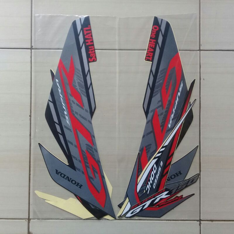striping sticker gtr 150 2019 original asli list bodi honda supra gtr 150 2019 abu merah