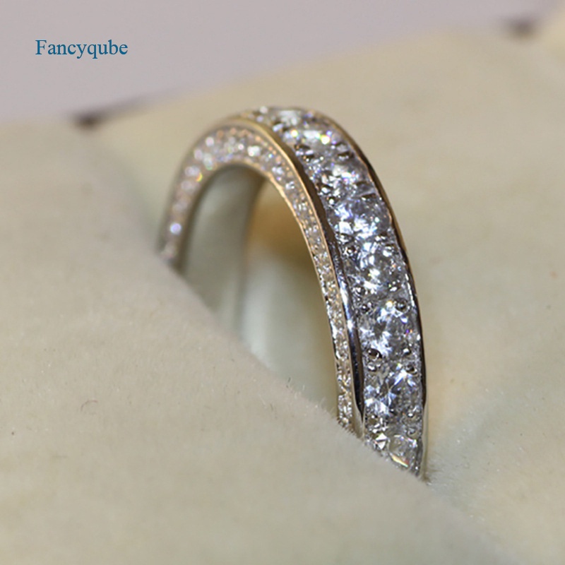 Fancyqube Cincin Full Berlian Bahan Stainless Steel Untuk Pasangan