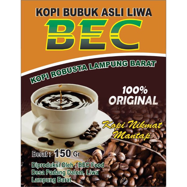 

Kopi Bubuk BEC Robusta 100% Original 150gr Liwa Lampung Barat