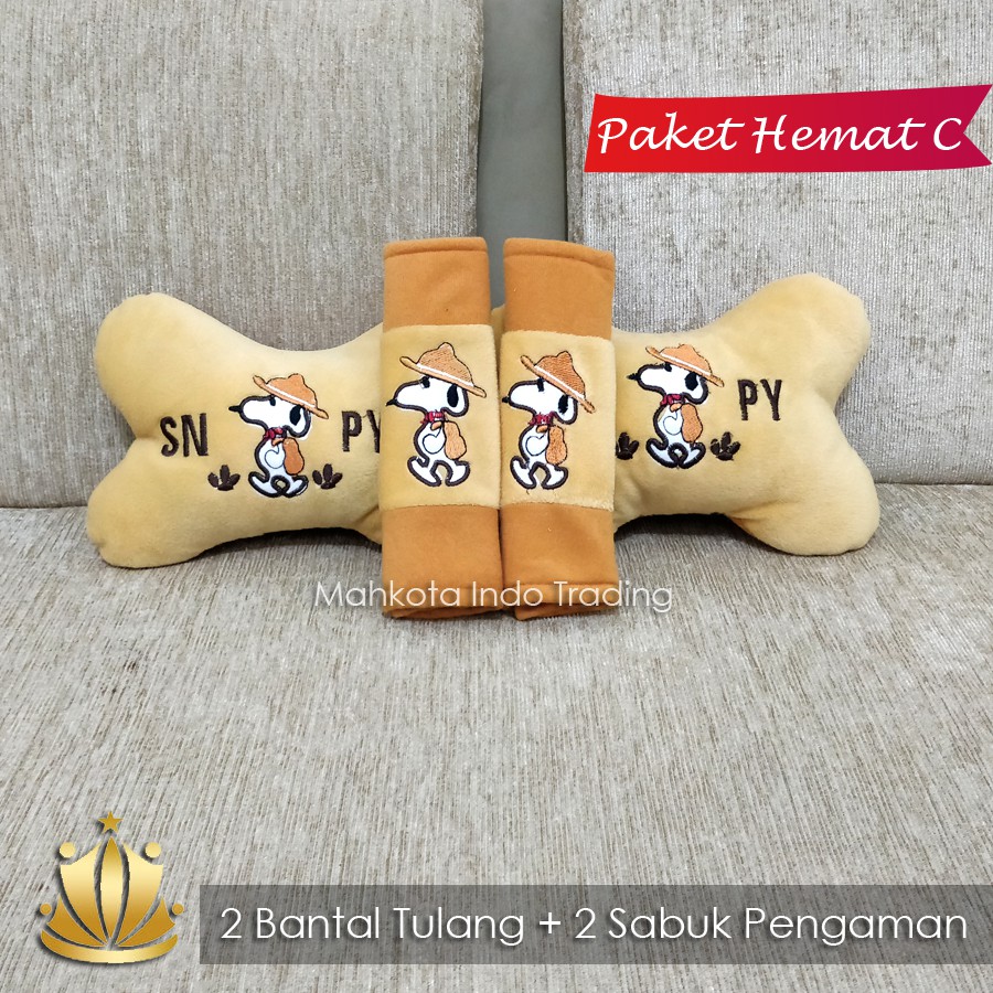 BANTAL MOBIL SNOOPY / TEMPAT SAMPAH SNOOPY / AKSESORIS MOBIL SNOOPY PAKET HEMAT
