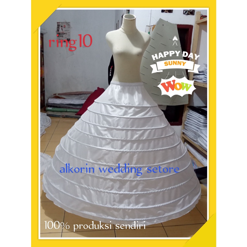 GAUN PENGANTIN PETIKUT/PERTICOAT RING 10 PLAT BAJA GRADE A PENGEMBANG GAUN DIAMETER 150-+ CM KUALITAS BAJA ORIGINAL;