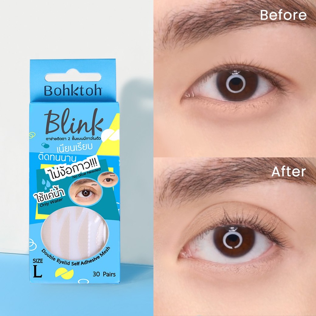 BOHKTOH Skot Mata Blink Double Eyelid Self Adhesive Mesh + Free Aplikator Thailand | Stiker Eye Lid | No Glue Only Water Skot Mata Jaring isi 36 pasang