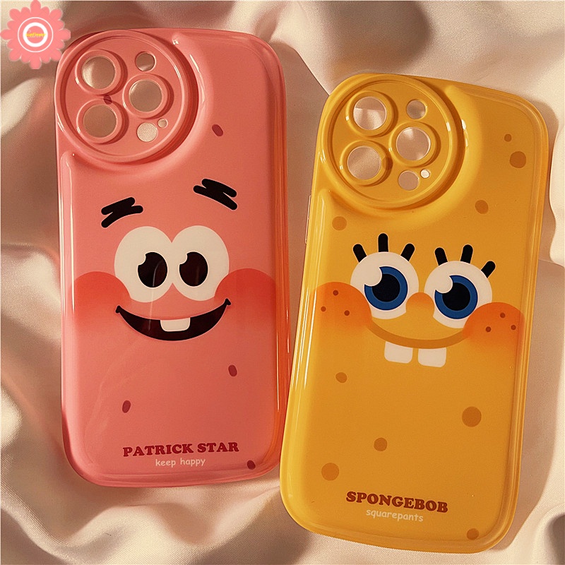 Soft Case TPU Tebal Motif SpongeBob Untuk IPhone 7 8 6 6s Plus 11 12 13 Pro MAX XR X XS MAX SE 2020