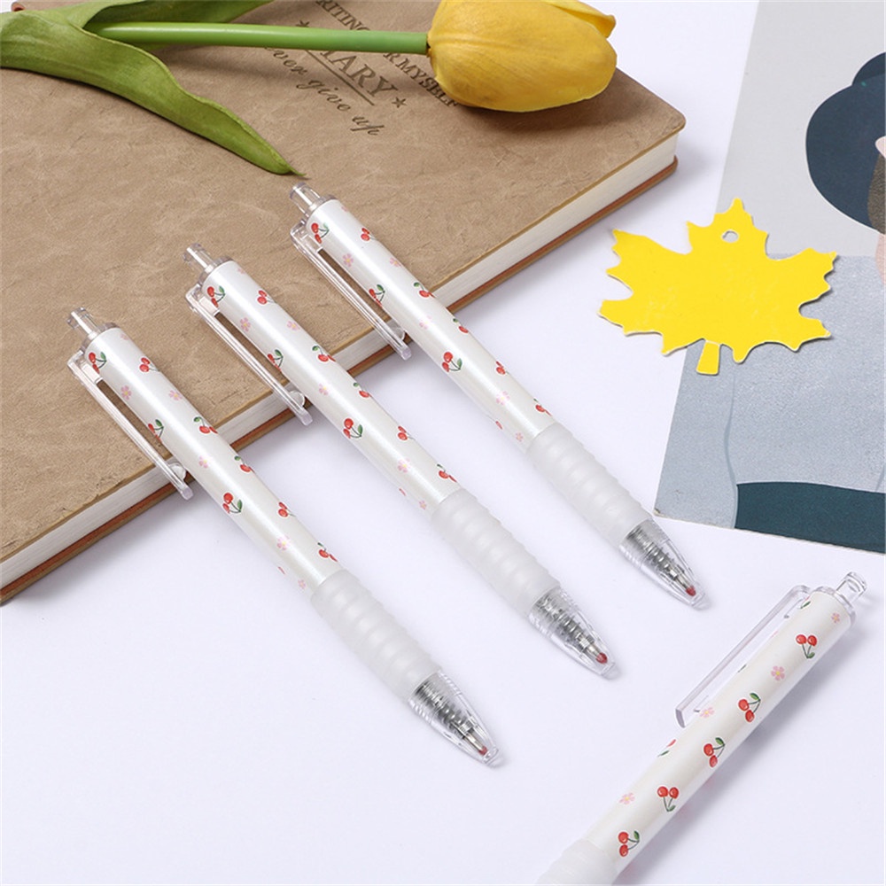 【COD Tangding】3pcs/set Creative Fruit Neutral Pressure Pen Student Stationery Cherry Pen Office Supplies Signature Pen