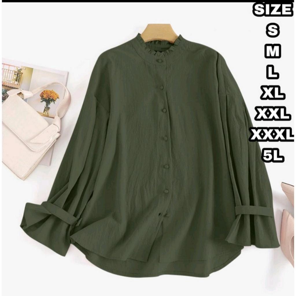 Adhiva Atasan Blouse Korea Wanita Ovesize 5L 4L 3XL 2XL XL L M S Baju Blus Wanita Big Size Casual