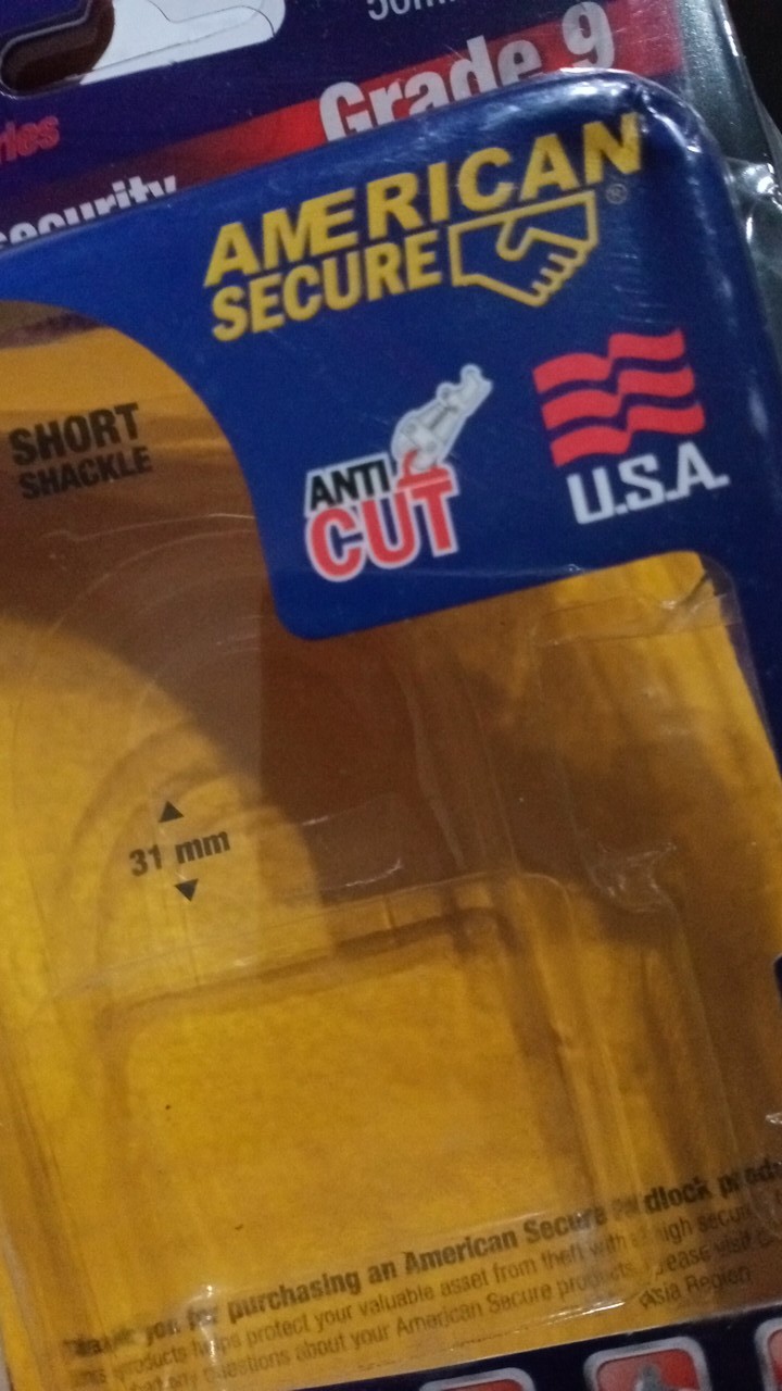 American Secure Gembok Anti Maling 50mm Short Termurah - 50 Mm Pendek