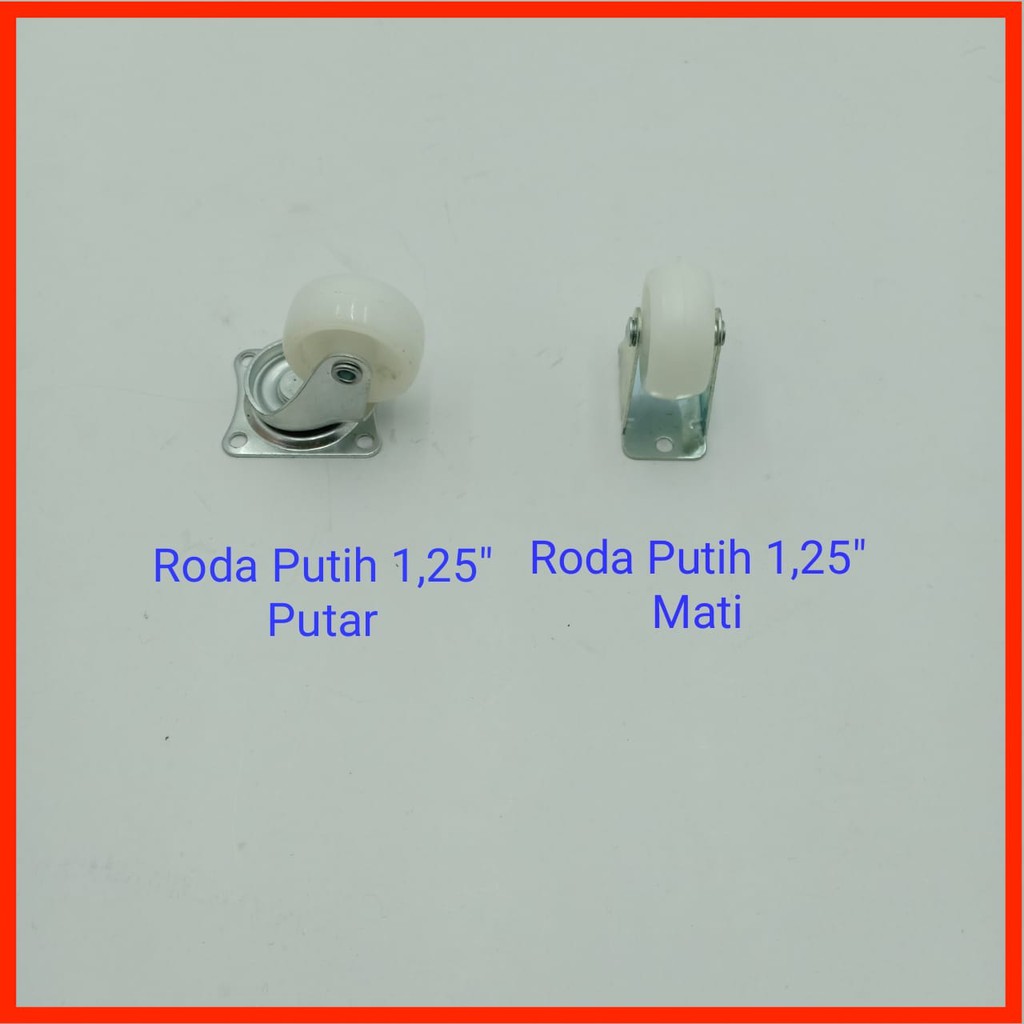  Roda  Lemari  Putih 1 1 4 inch Putar Hidup Mati Nylon 