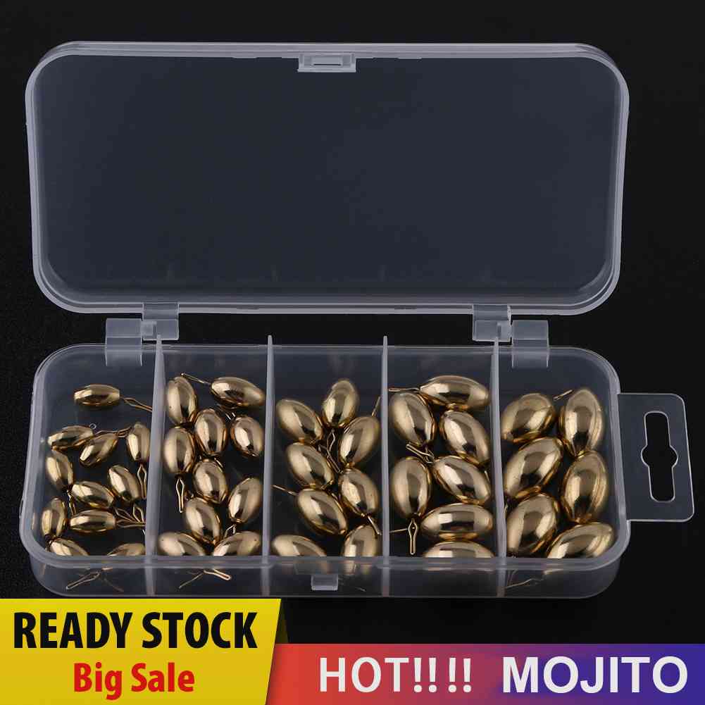 42pcs Pemberat Pancing Bentuk Oval Bahan Tembaga 1.8g 3.5g 5g 7g 10g