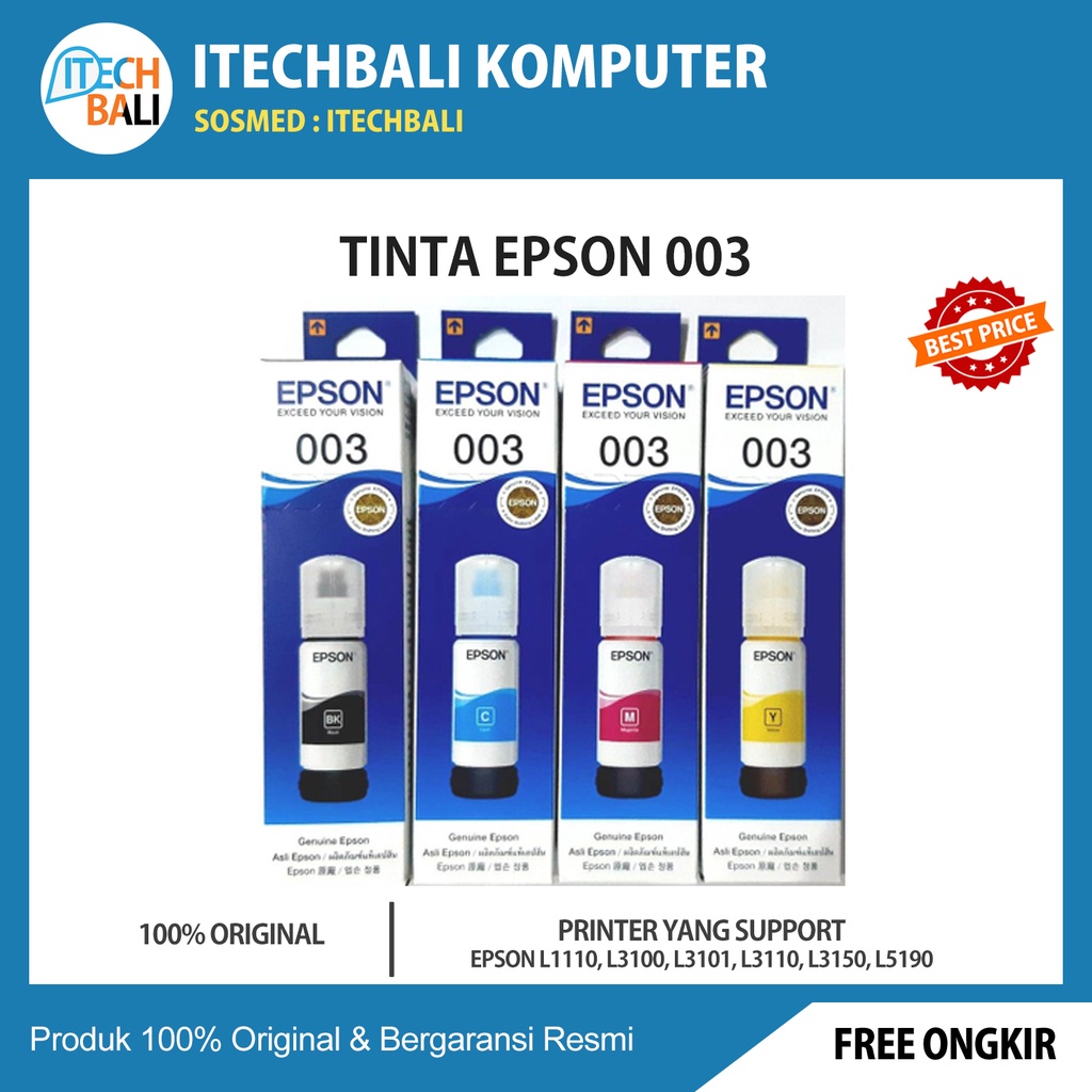 Tinta Printer EPSON 003 ORIGINAL | ITECHBALI