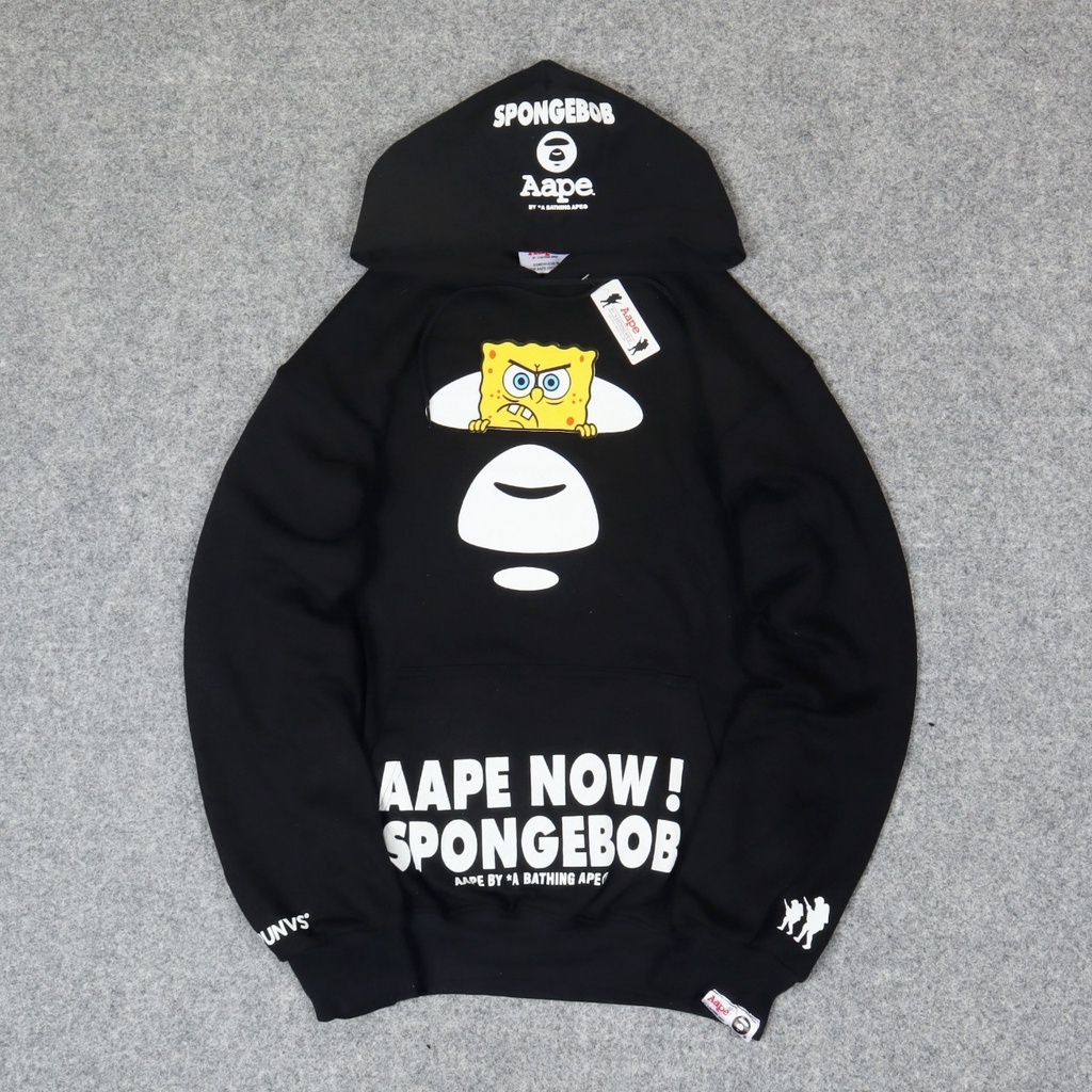 HOODIE BAPE X SPONGEBOB - JAKET SWEATER HOODIE JUMPER HYPEBEAST AAPE BY A BATHING APE X SPONGEBOB FU