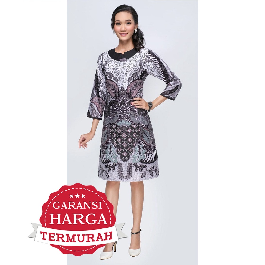 Dress Batik Wanita Tunik Baju Seragam Formal Kantor Kerja 3088