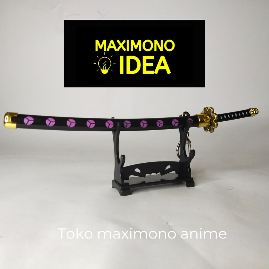 Gantungan kunci Pedang Roronoa zoro Shusui anime one piece ukuran mini bonus Stand Pedang Stainless 
